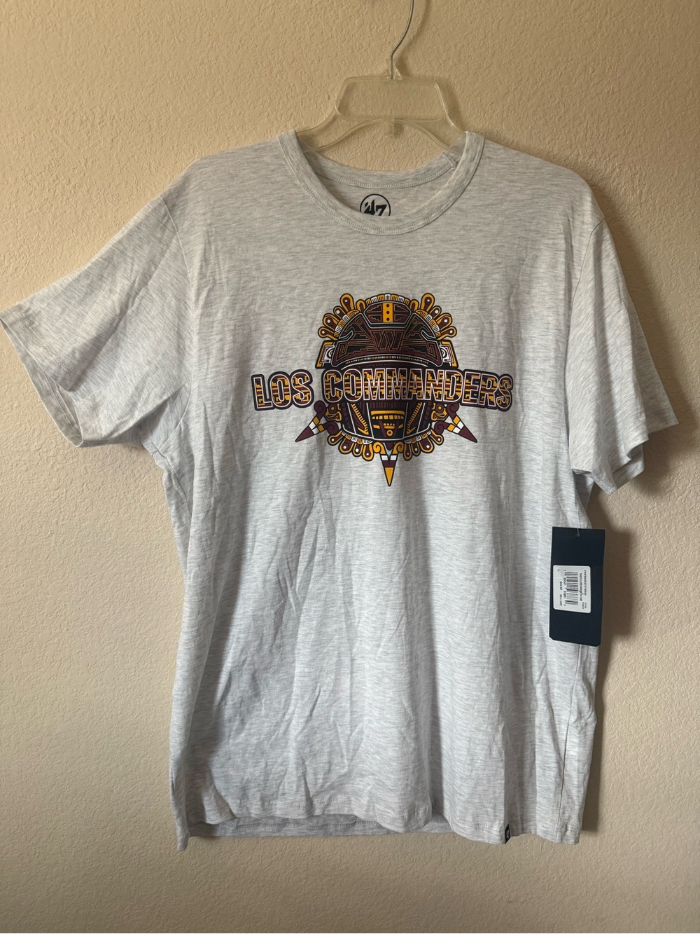 '47 NFL Washington Commanders Unisex Cream Graphic Tee Shirt Size L NWT